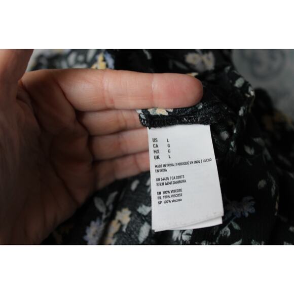 American Eagle Outfitters Size Large Women's Floral Crop Top Deep V Ruffles - Picture 7 of 8